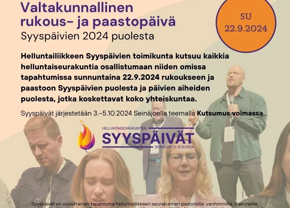 Valtakunnallinen rukous- ja paastopäivä Syyspäivien 2024 puolesta